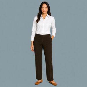 Lauren Ralph Lauren Size 14 Brown Spring Classic Straight Leg Cotton Blend Pants